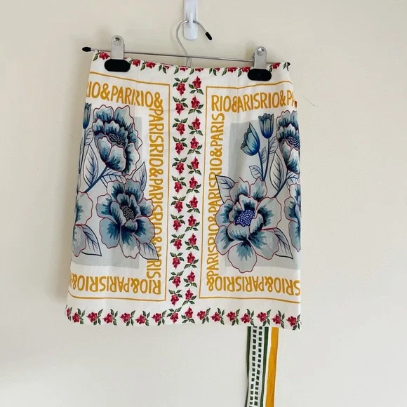 NWT Sezane x Farm Rio Lola Wrap Mini Skirt 34 - Picture 4 of 6